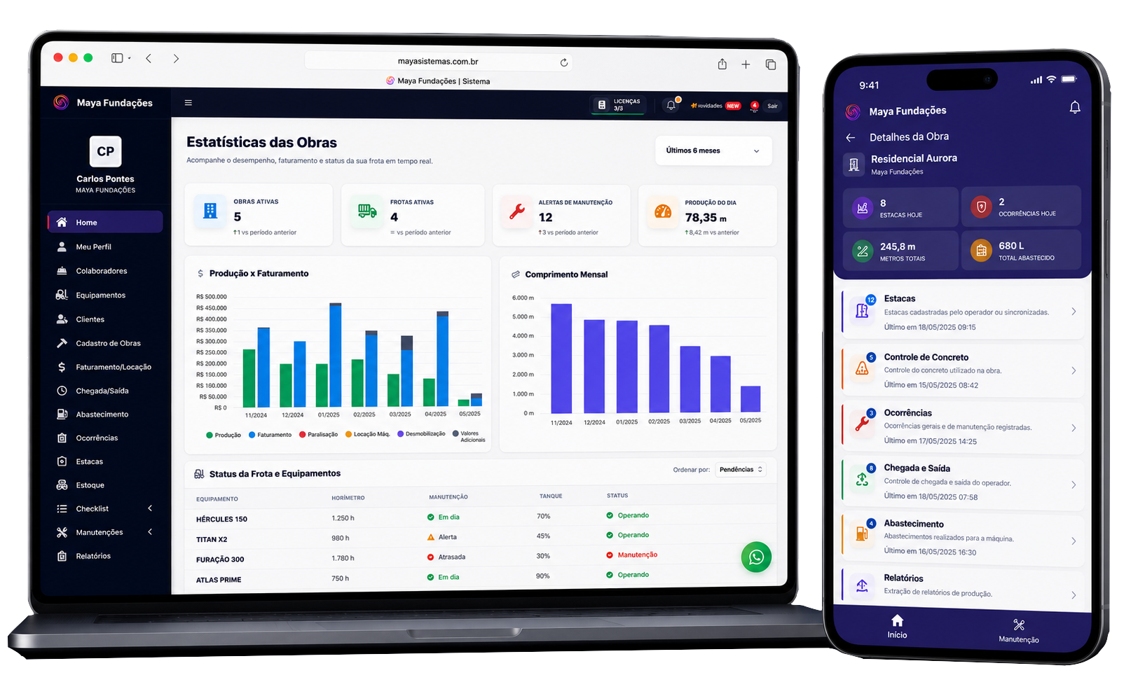 Maya Fundações — Web e App